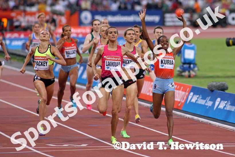 Mary Kuria wins the 1500 metres,  2013 IAAF Diamond League, Sainsbury's Anniversary Games, Queen Elizabeth Olympic Park, London.